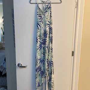 Floral blue, green and white summer maxi dress.
